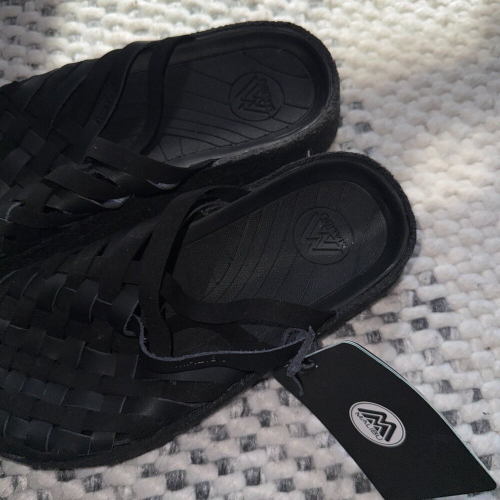 Malibu Leather Colony Slides Women Black Size 7 - Picture 2 of 3